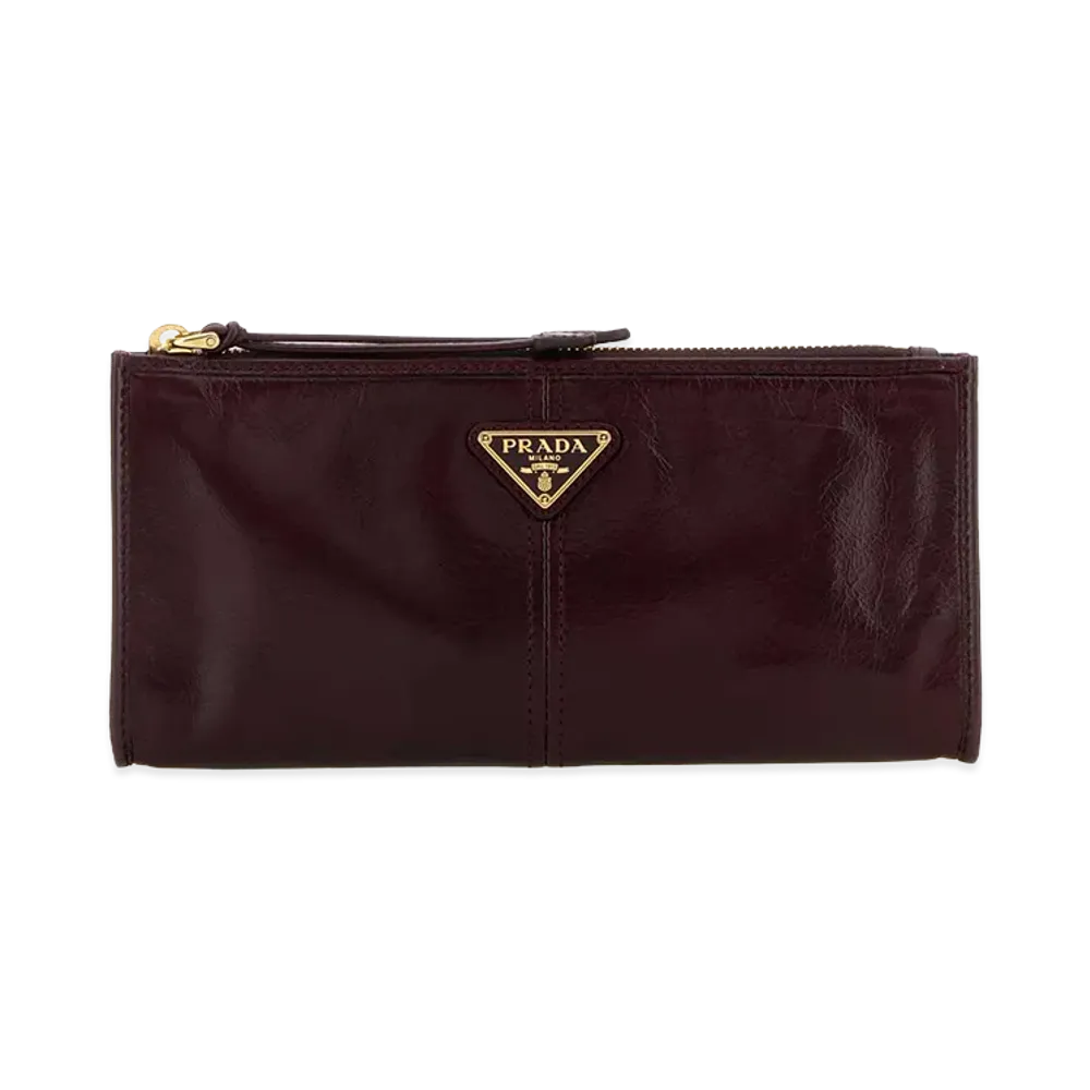 PRADA Women's Grape Leather Pouch "Burgundy"