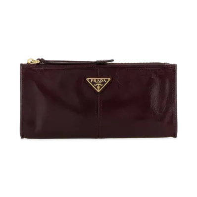 PRADA Women's Grape Leather Pouch "Burgundy"