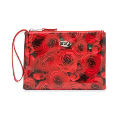 Diesel Play Pouch Ii Pouch In Printed Glossy Pu "Red"