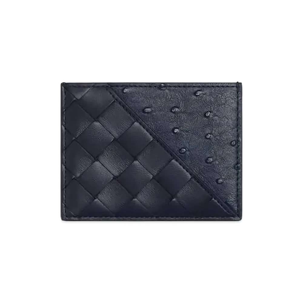 Bottega Veneta Intrecciato Diagonal Credit Card Case "Nocturnal"
