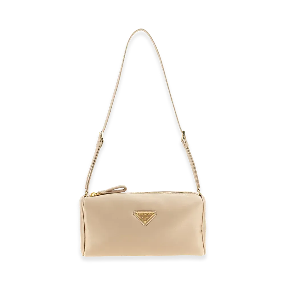 PRADA Women's Triangle Logo Shoulder Bag "Beige"