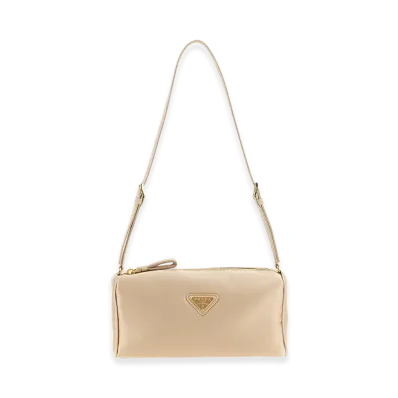PRADA Women's Triangle Logo Shoulder Bag "Beige"
