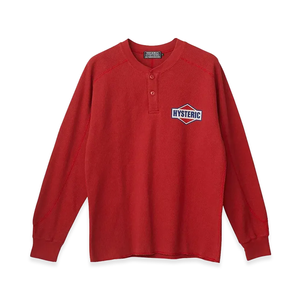 HYSTERIC GLAMOUR DIAMOND LOGO Henley Neck Sweatshirt "Red"