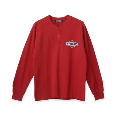 HYSTERIC GLAMOUR DIAMOND LOGO Henley Neck Sweatshirt "Red"