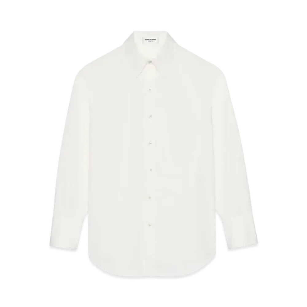 Saint Laurent Women's Oversized Shirt in Poplin "Craie"