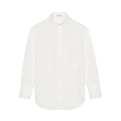Saint Laurent Women's Oversized Shirt in Poplin "Craie"