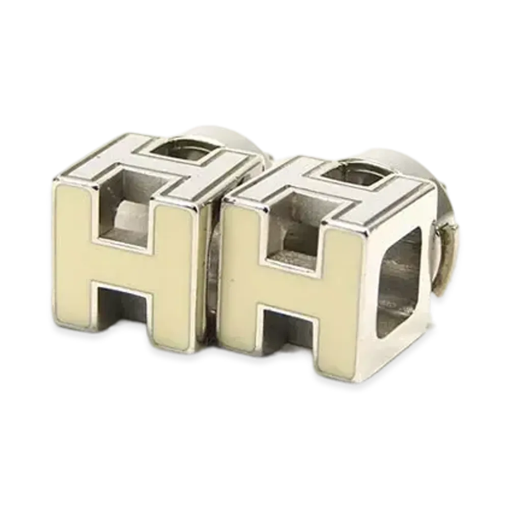 Hermes Cube Cage de H Earrings "Silver/Blanc"