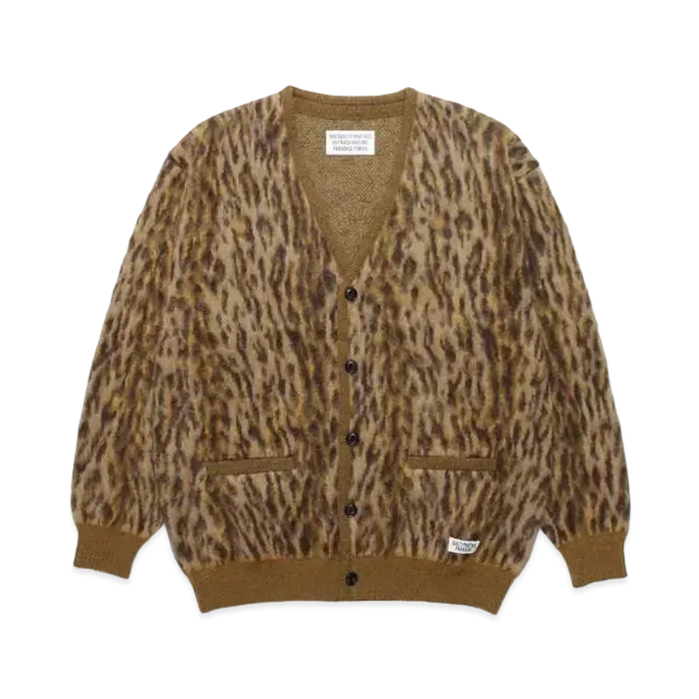 WACKO MARIA Leopard Mohair Knit Jacquard Cardigan "Brown"
