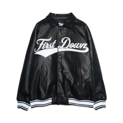 FIRST DOWN PU Varsity Jacket "BLACK"