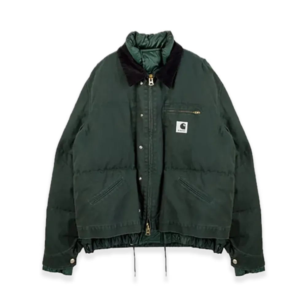 sacai x Carhartt WIP Washed Duck Puffer Jacket Mens "Green"