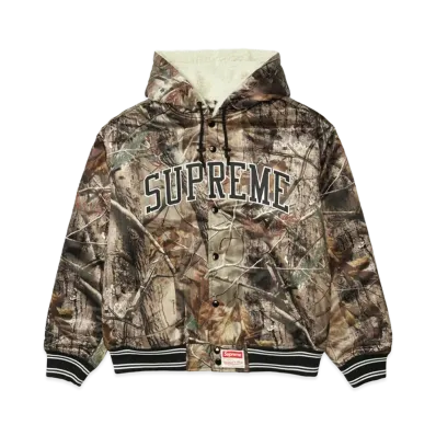 Supreme x Mitchell & Ness Lined Hooded Satin Varsity Jacket "Realtree AP Camo"