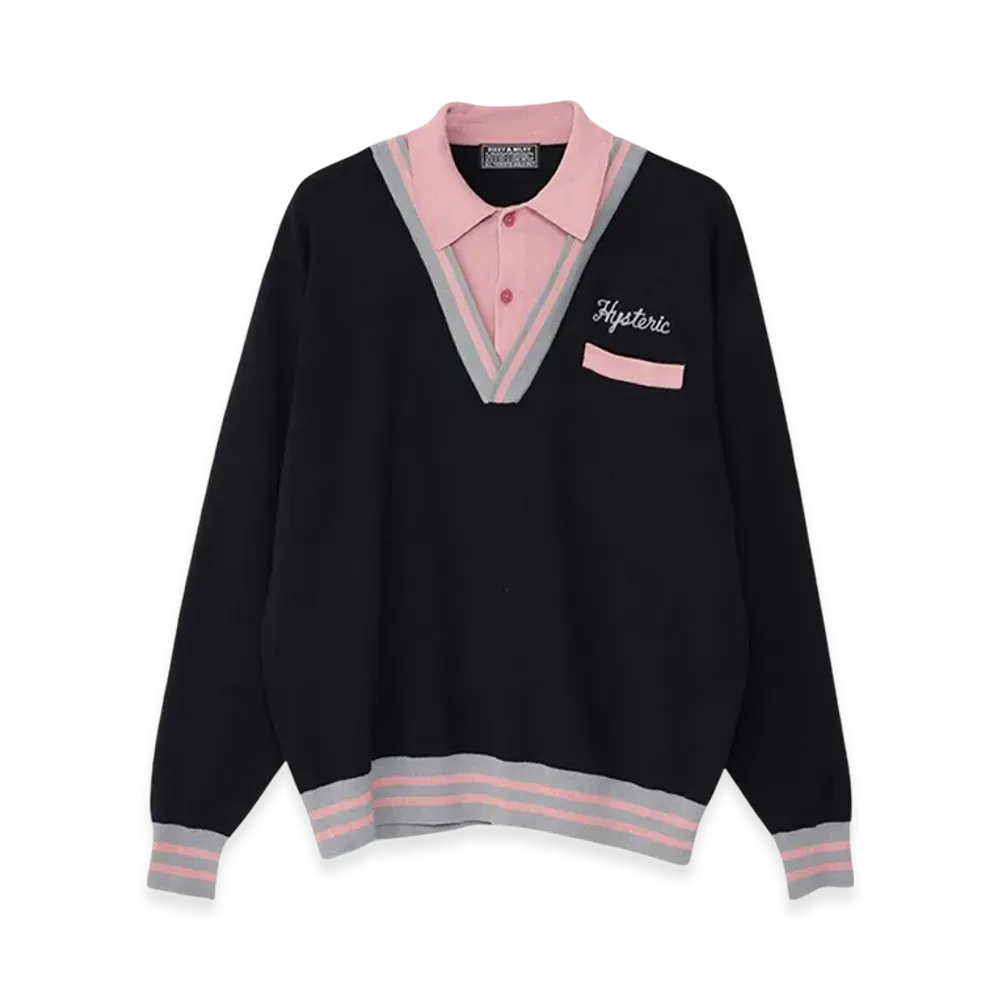 HYSTERIC GLAMOUR Hysteric Embroidered Collared Sweater "Black"