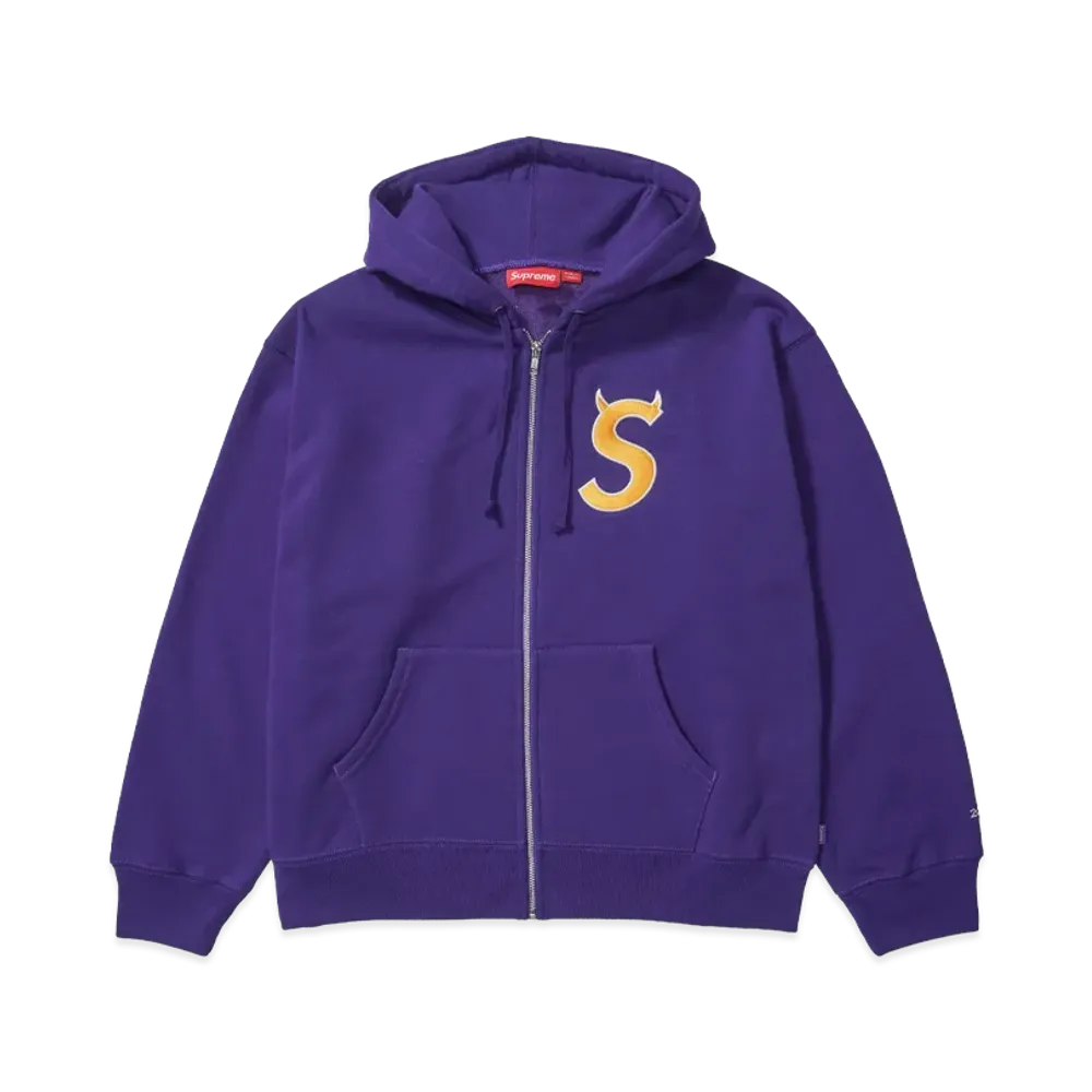 Supreme Devil S Logo Zip Up Hooded Sweatshirt "Purple"
