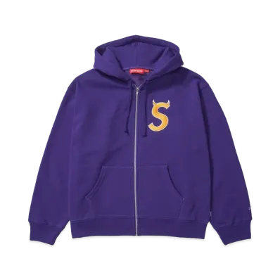 Supreme Devil S Logo Zip Up Hooded Sweatshirt "Purple"