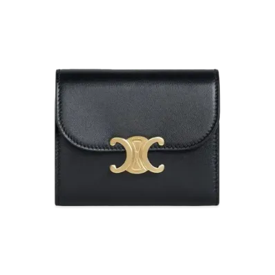 CELINE Small Triomphe Wallet in Shiny Smooth Lambskin "Black"