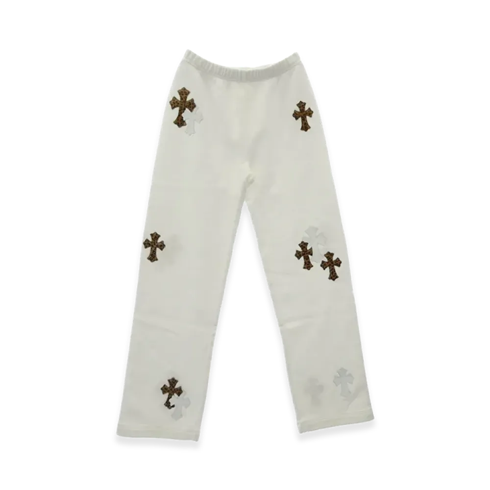 Chrome Hearts Y Not Multicolor Leather Cross Patch Sweatpants "White"