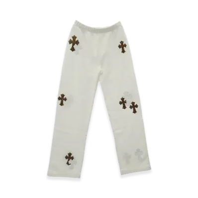 Chrome Hearts Y Not Multicolor Leather Cross Patch Sweatpants "White"