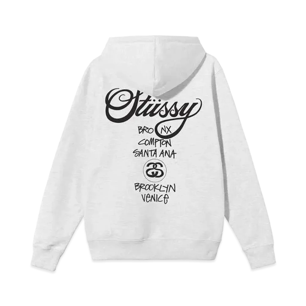 Stussy WORLD TOUR ZIP HOODIE "Grey Heather"