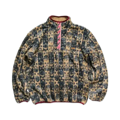 KAPITAL DAMASK STYLE PATTERN FLEECE SNAP T "Beige"