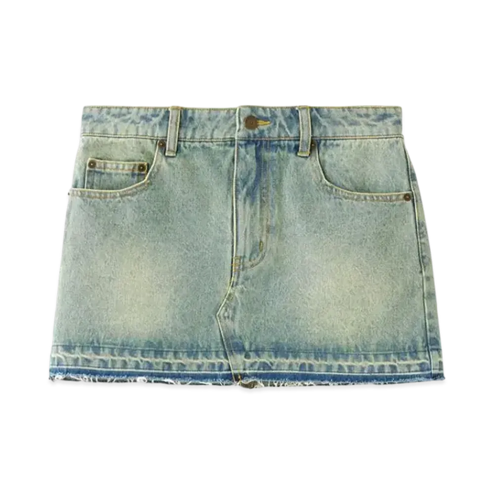 X-Girl Low Rise Denim Mini Skirt "Light Indigo"