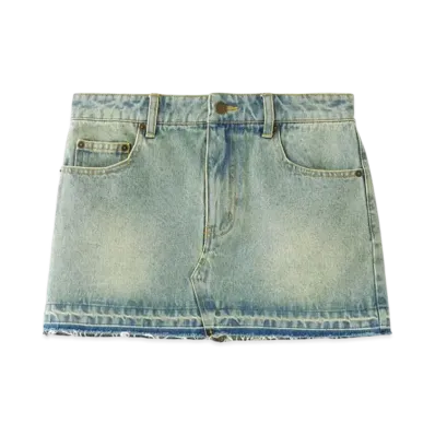 X-Girl Low Rise Denim Mini Skirt "Light Indigo"