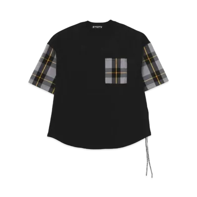 mastermind JAPAN Boxy Check Patchwork Tee "Black Gray Check"