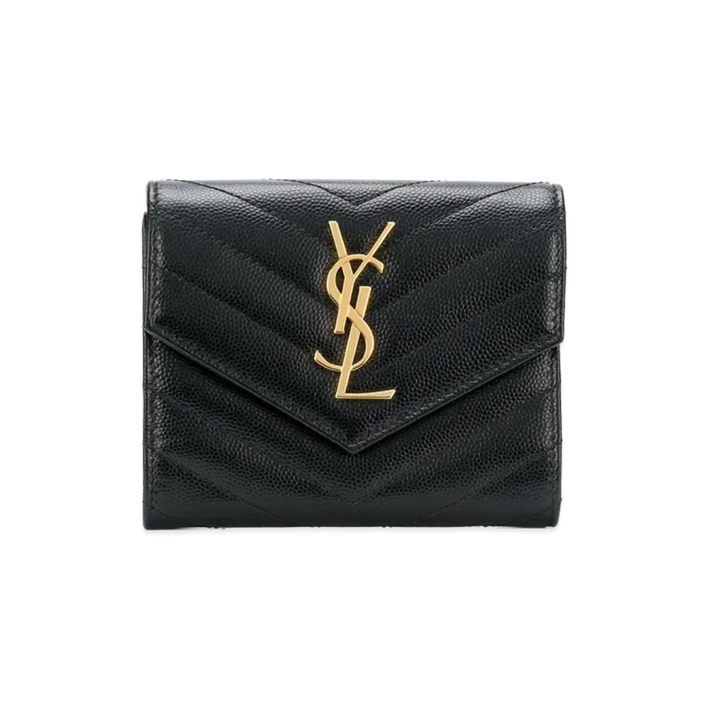 Saint Laurent Women's "Cassandre" Trifold Wallet "Black"