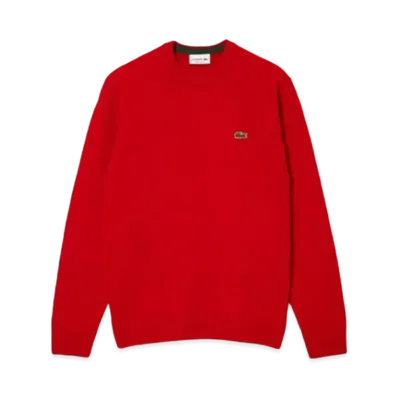 LACOSTE Sustainable Wool Knit One Point Sweater "Red"