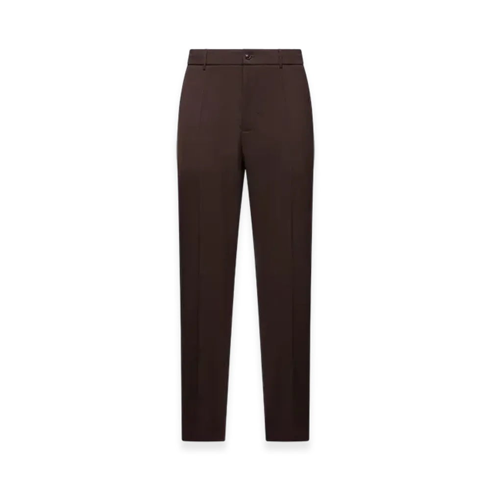 MONCLER Wool Blend Gabardine Tailored Trousers "Brown"