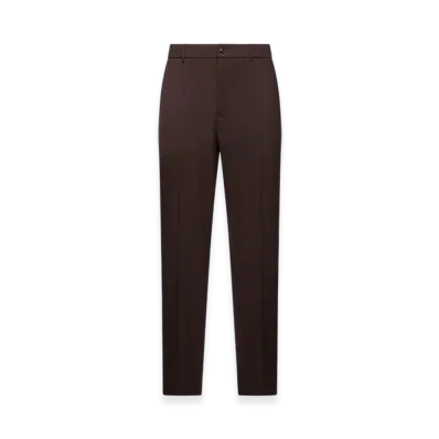MONCLER Wool Blend Gabardine Tailored Trousers "Brown"