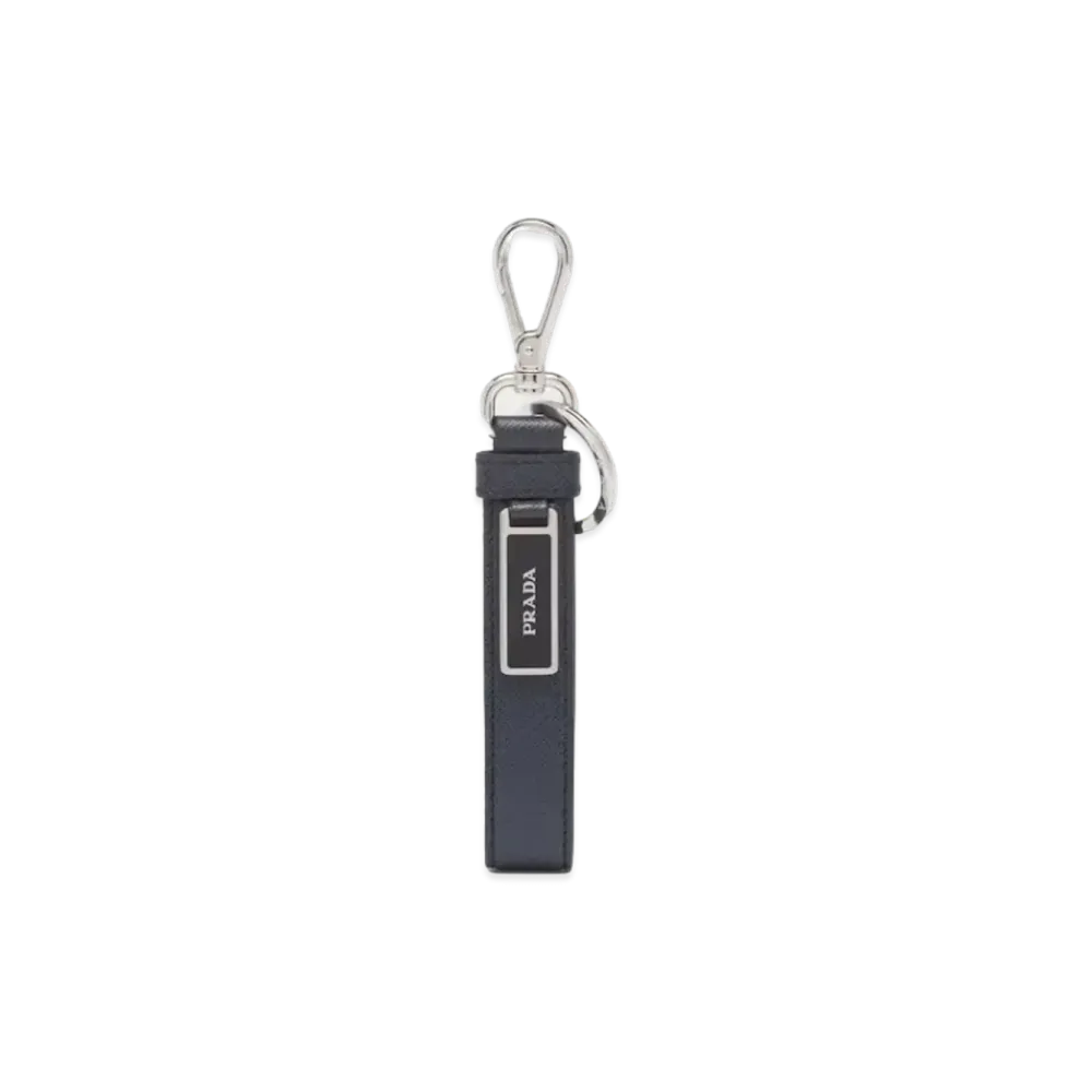 PRADA Saffiano Leather Key Ring "Navy"