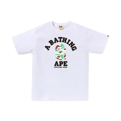 A BATHING APE Bape Store Sendai Camo College Tee "White"