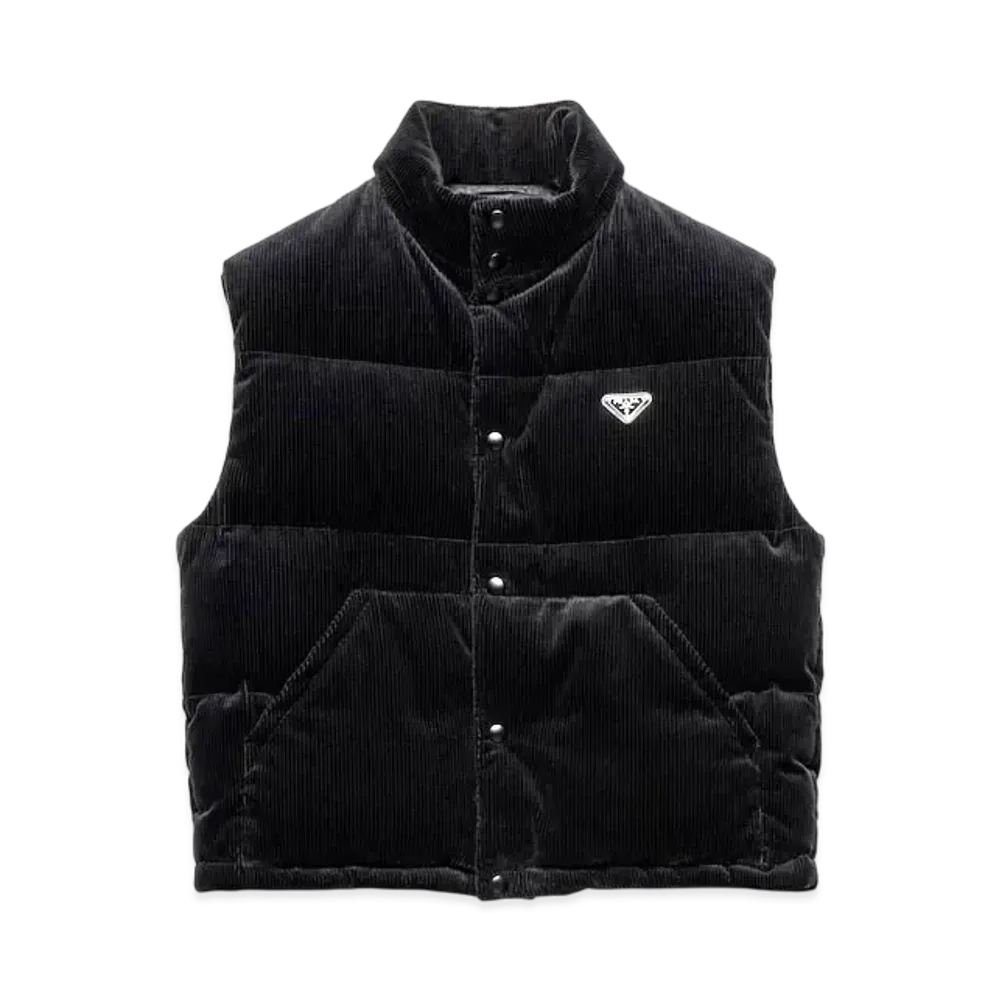 PRADA Men's Corduroy Down Vest "Black"