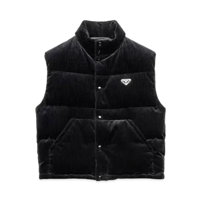 PRADA Men's Corduroy Down Vest "Black"
