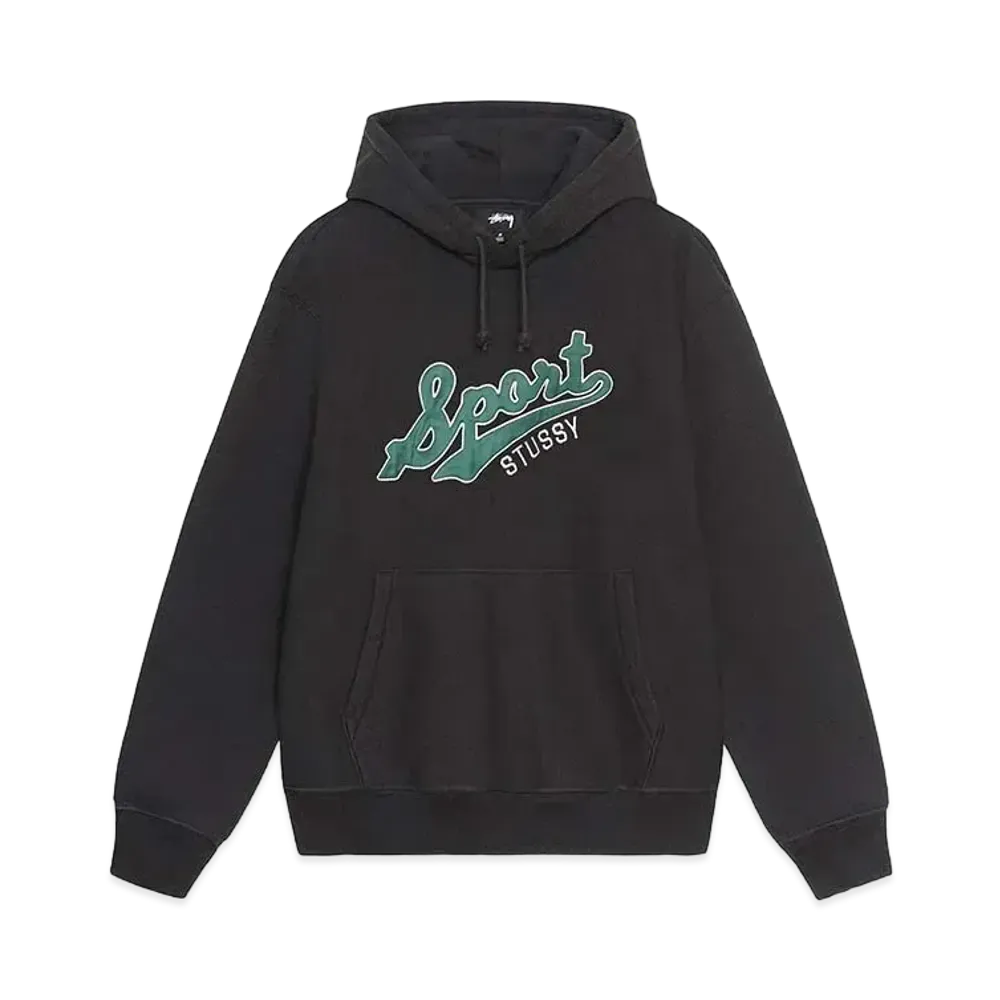 Stussy Satin Patch Oversized Hoodie "Washed Black" (FA24)