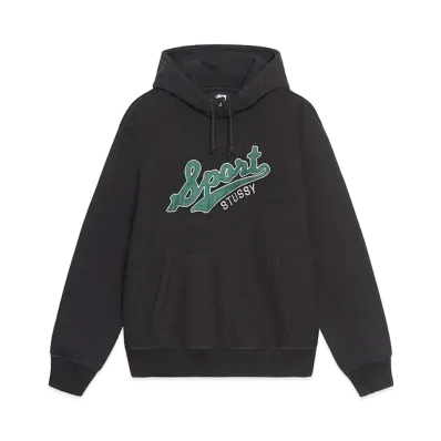 Stussy Satin Patch Oversized Hoodie "Washed Black" (FA24)