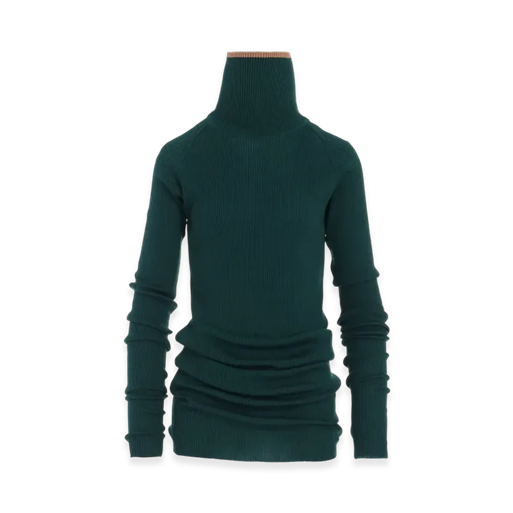 Y's x John Smedley Turtleneck Ribbed Knit "Green"