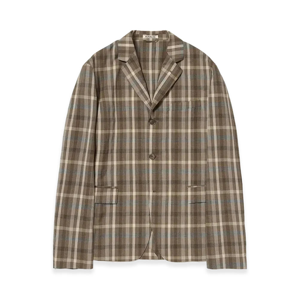 AURALEE Super Fine Tropical Wool Check Jacket "Top Brown Check"