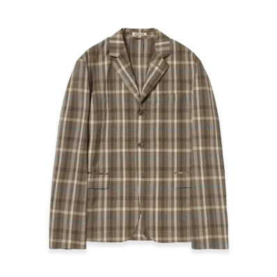 AURALEE Super Fine Tropical Wool Check Jacket "Top Brown Check"
