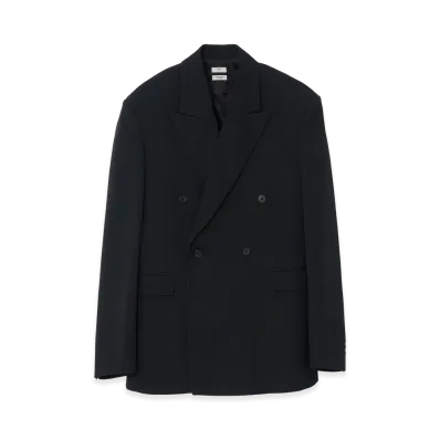 YOKE Super120's Wool Serge Double Breasted Jacket "Black"
