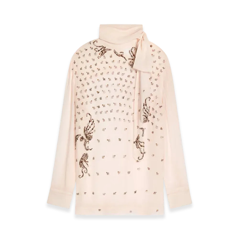DRIES VAN NOTEN Women's Loose Fit Embellished Blouse "Blush"