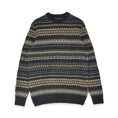 Barbour Case Fair Lsle Crew Sweater "Black Marl"