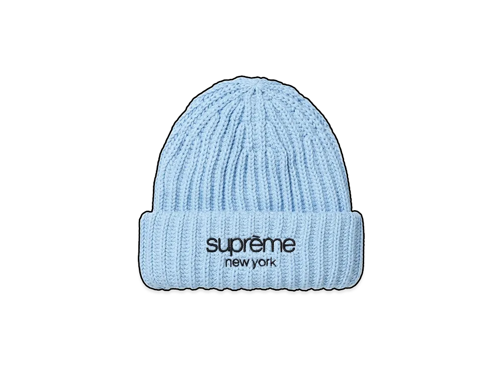 Supreme Classic Logo Chunky Ribbed Beanie "Light Blue"