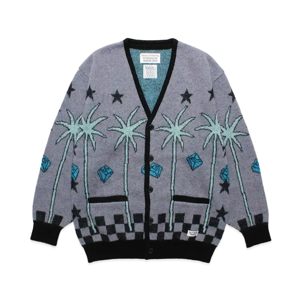 WACKO MARIA 世界平和プロジェクト / Jacquard Mohair Knit Cardigan "Purple"