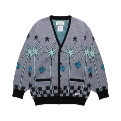 WACKO MARIA 世界平和プロジェクト / Jacquard Mohair Knit Cardigan "Purple"