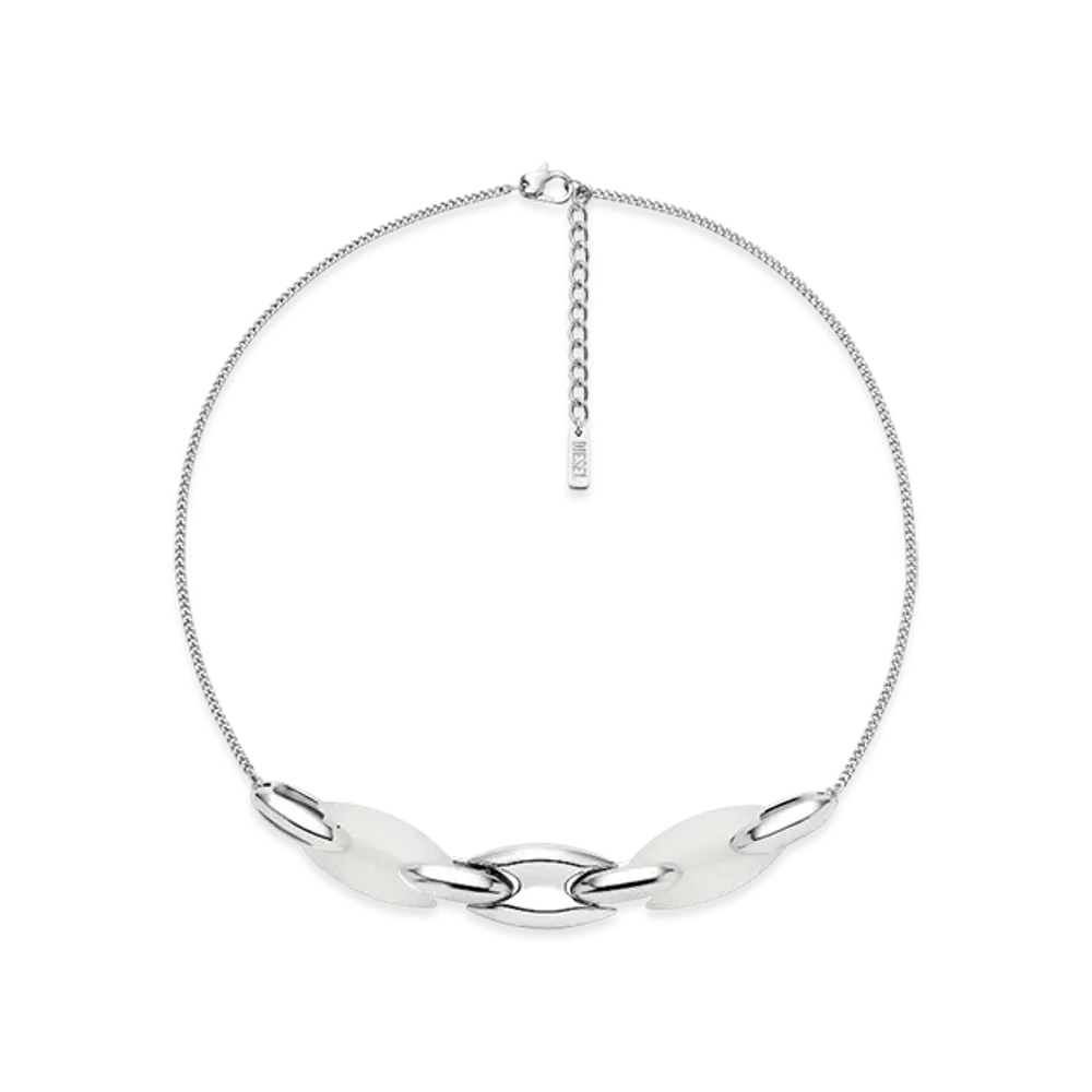 Diesel Dx1616040 Stainless Steel And Silicone Metamorph Chain Necklace "Silver"