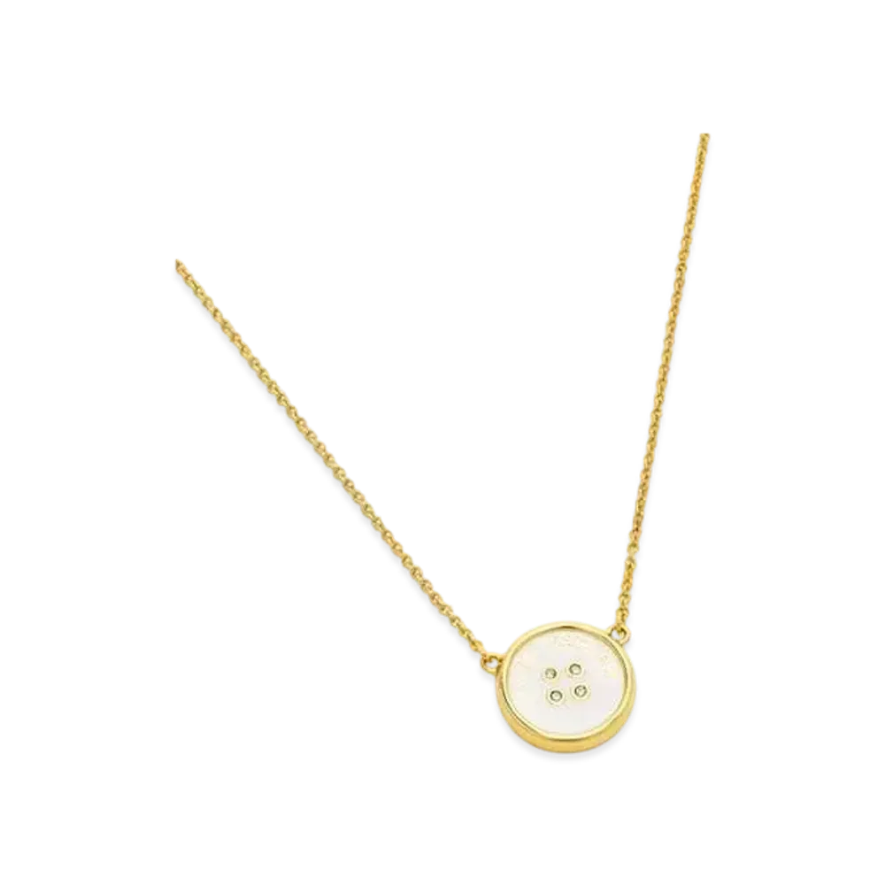 Marc Jacobs Button Enamel Pendant Necklace "Gold/Cream"
