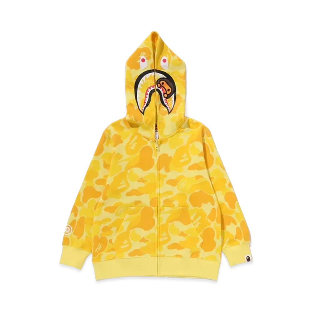 A BATHING APE Kids ABC Camo Milo Shark Zip Hoodie "Yellow"