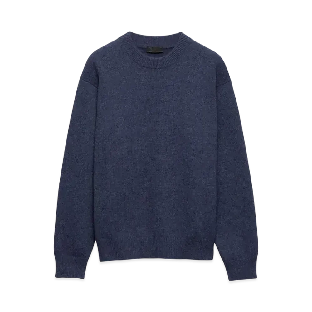 PRADA Men's Re-Cashmere Crew-Neck Sweater "Indigo Blue"