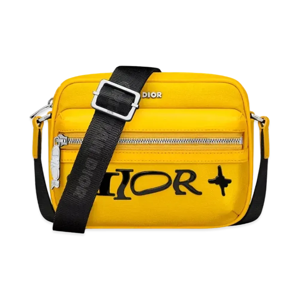 Dior x LEWIS HAMILTON Mini Rider 2.0 Zipped Messenger Bag Nylon and Leather Effect Technical Fabric "Yellow"